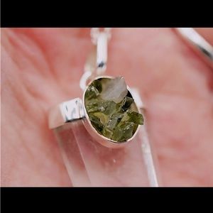 Moldavite cluster clear quartz pendant
